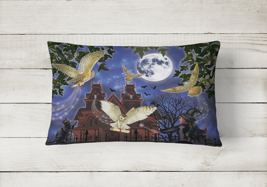 Halloween Owl Express Decorative Throw Pillow 12x16 Indoor Outdoor Accent Cushion, Fabric Cover with Insert for Sofa, Bed, Porch & Living Room