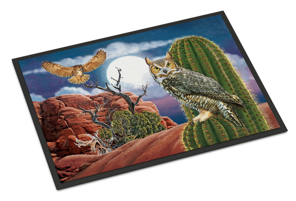 Great Horned Owl In The Desert Doormat Indoor Outdoor 24H X 36W Front Door Mat Rugs for Entryway, Non Slip Washable Low Pile,