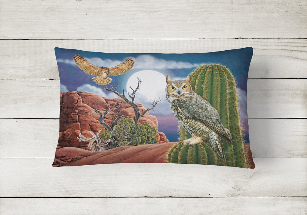 Great Horned Owl In The Desert Decorative Throw Pillow 12x16 Indoor Outdoor Accent Cushion, Fabric Cover with Insert for Sofa, Bed, Porch & Living Room