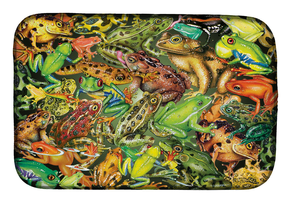 Frogs Dish Drying Mat Absorbent Dish Drying Mat Pad for Kitchen Counter Dish Drainer Mat for Countertop, 14 x 21", Multicolor