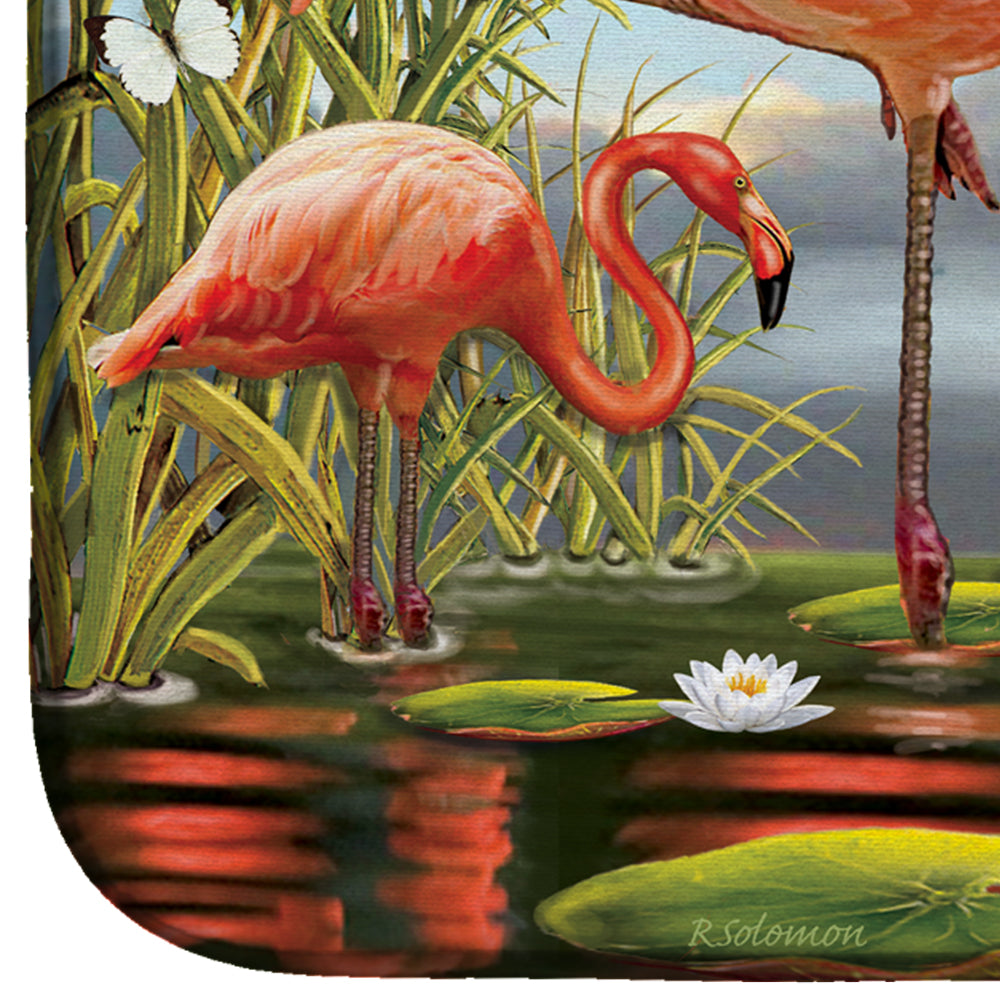 Flamingos Dish Drying Mat Absorbent Dish Drying Mat Pad for Kitchen Counter Dish Drainer Mat for Countertop, 14 x 21", Multicolor