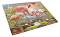 Flamingos Cutting Board Tempered Glass Kitchen Cutting Surface, Heat Resistant Chopping, Non-Slip Feet, Food Prep & Serving