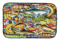 Fish of the Deep Dish Drying Mat Absorbent Dish Drying Mat Pad for Kitchen Counter Dish Drainer Mat for Countertop, 14 x 21", Multicolor