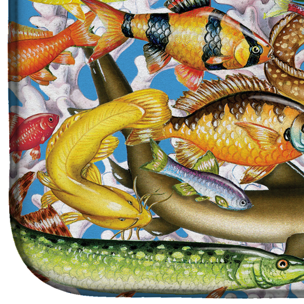 Fish of the Deep Dish Drying Mat Absorbent Dish Drying Mat Pad for Kitchen Counter Dish Drainer Mat for Countertop, 14 x 21", Multicolor