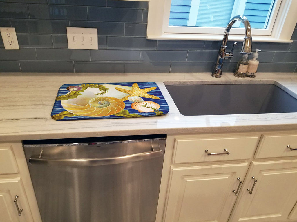 Cut Nautilus And Starfish Dish Drying Mat Absorbent Dish Drying Mat Pad for Kitchen Counter Dish Drainer Mat for Countertop, 14 x 21", Multicolor