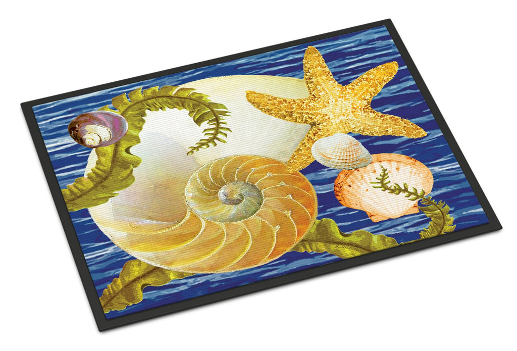 Cut Nautilus And Starfish Doormat Indoor Outdoor 24H X 36W Front Door Mat Rugs for Entryway, Non Slip Washable Low Pile,