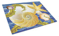 Cut Nautilus And Starfish Cutting Board Tempered Glass Kitchen Cutting Surface, Heat Resistant Chopping, Non-Slip Feet, Food Prep & Serving