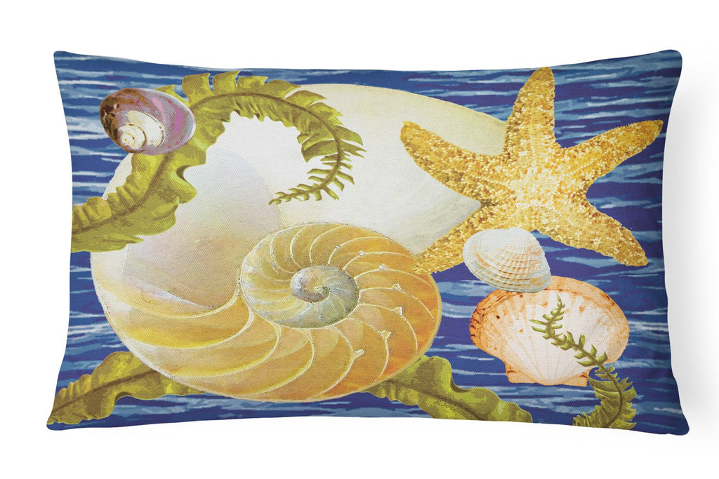 Cut Nautilus And Starfish Decorative Throw Pillow 12x16 Indoor Outdoor Accent Cushion, Fabric Cover with Insert for Sofa, Bed, Porch & Living Room