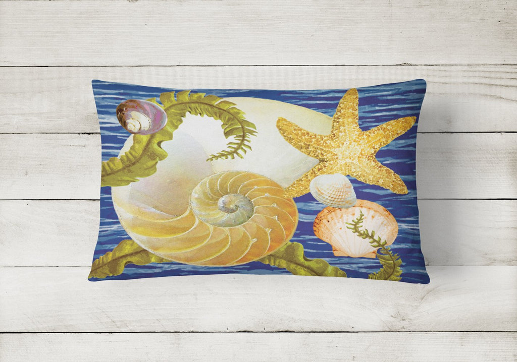 Cut Nautilus And Starfish Decorative Throw Pillow 12x16 Indoor Outdoor Accent Cushion, Fabric Cover with Insert for Sofa, Bed, Porch & Living Room