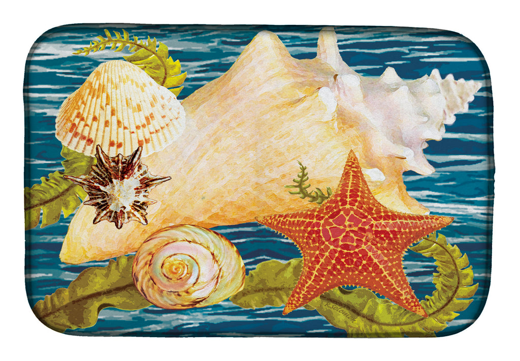 Conch Starfish And Cockle II Dish Drying Mat Absorbent Dish Drying Mat Pad for Kitchen Counter Dish Drainer Mat for Countertop, 14 x 21", Multicolor
