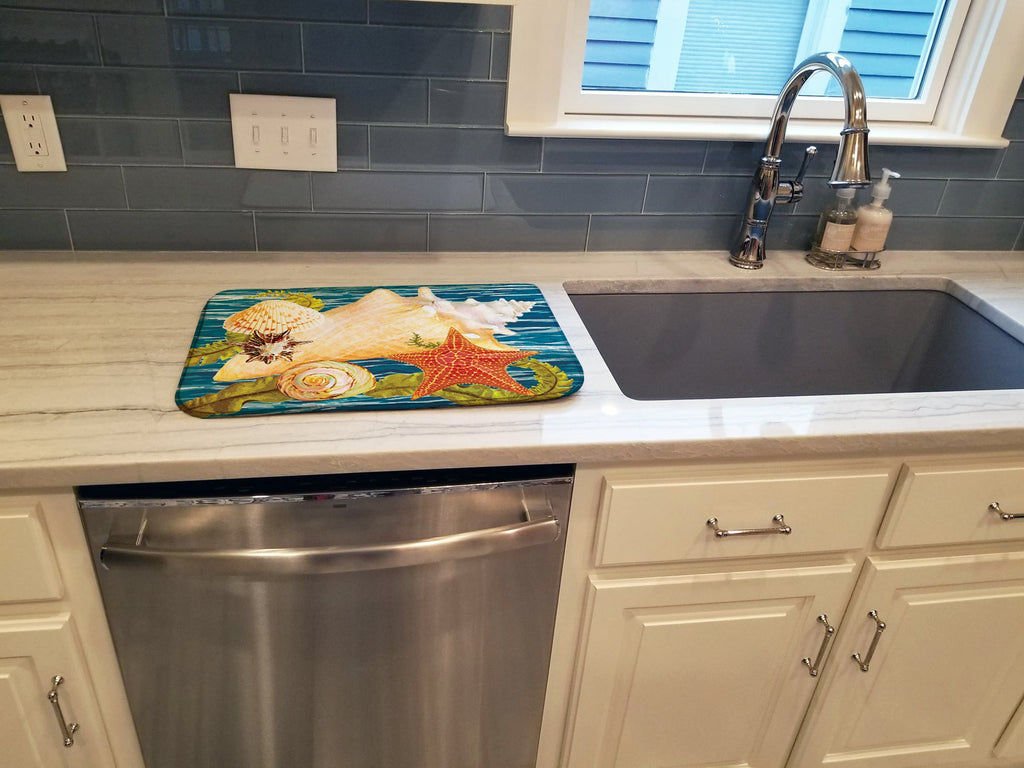 Conch Starfish And Cockle II Dish Drying Mat Absorbent Dish Drying Mat Pad for Kitchen Counter Dish Drainer Mat for Countertop, 14 x 21", Multicolor