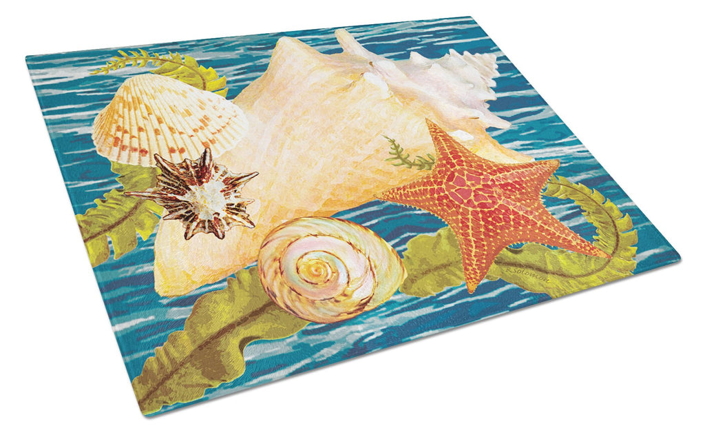 Conch Starfish And Cockle II Cutting Board Tempered Glass Kitchen Cutting Surface, Heat Resistant Chopping, Non-Slip Feet, Food Prep & Serving