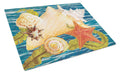 Conch Starfish And Cockle II Cutting Board Tempered Glass Kitchen Cutting Surface, Heat Resistant Chopping, Non-Slip Feet, Food Prep & Serving