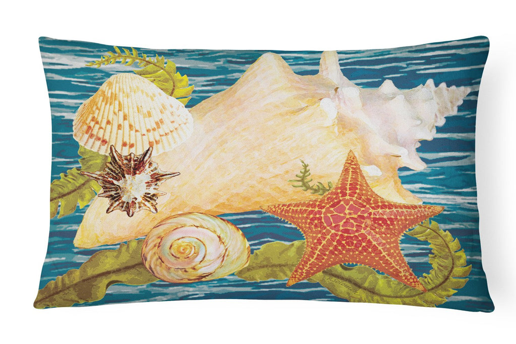 Conch Starfish And Cockle II Decorative Throw Pillow 12x16 Indoor Outdoor Accent Cushion, Fabric Cover with Insert for Sofa, Bed, Porch & Living Room