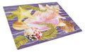 Conch And Starfish Cutting Board Tempered Glass Kitchen Cutting Surface, Heat Resistant Chopping, Non-Slip Feet, Food Prep & Serving