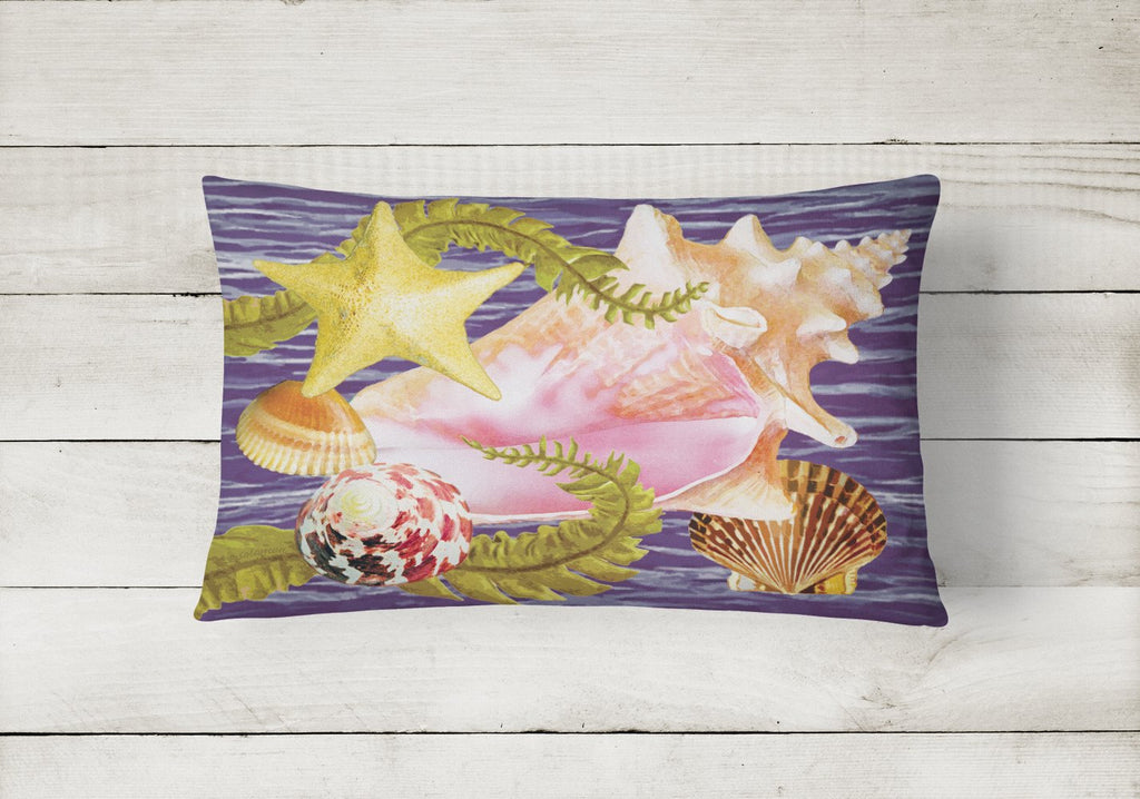 Conch And Starfish Decorative Throw Pillow 12x16 Indoor Outdoor Accent Cushion, Fabric Cover with Insert for Sofa, Bed, Porch & Living Room