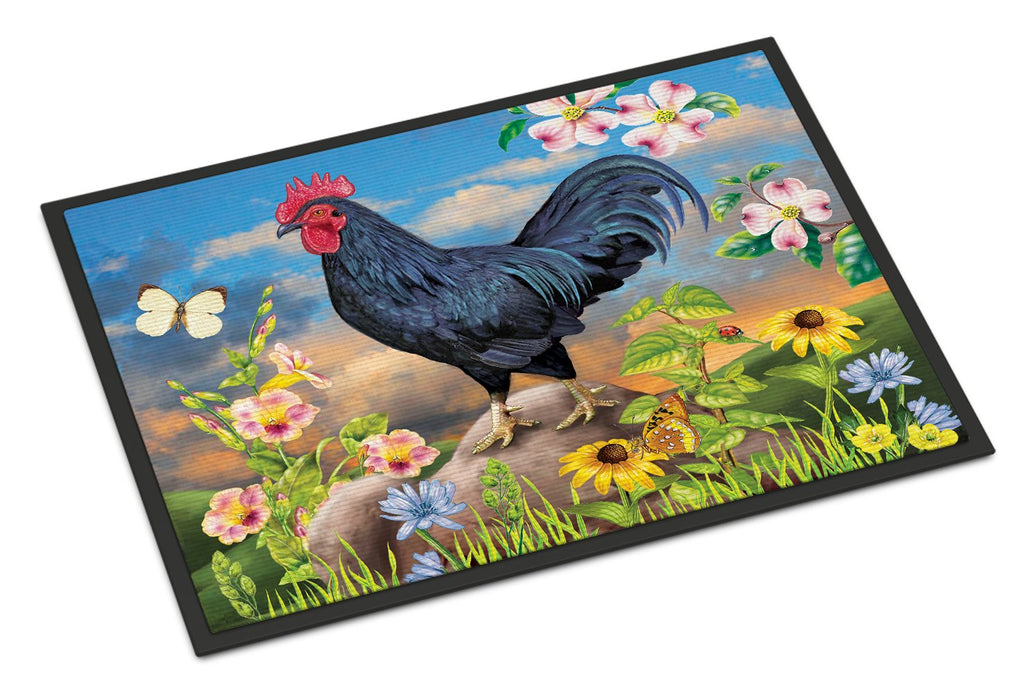 Black Rooster Doormat Indoor Outdoor 24H X 36W Front Door Mat Rugs for Entryway, Non Slip Washable Low Pile,