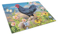 Black Rooster Cutting Board Tempered Glass Kitchen Cutting Surface, Heat Resistant Chopping, Non-Slip Feet, Food Prep & Serving