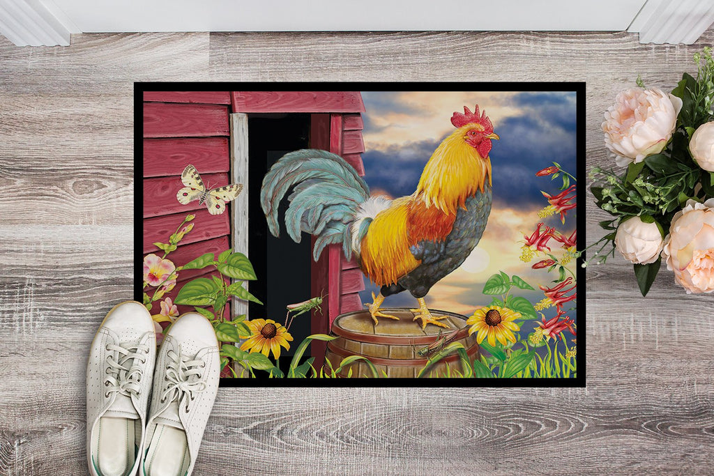 Rooster Barnyard Morning Doormat Indoor Outdoor 24H X 36W Front Door Mat Rugs for Entryway, Non Slip Washable Low Pile,