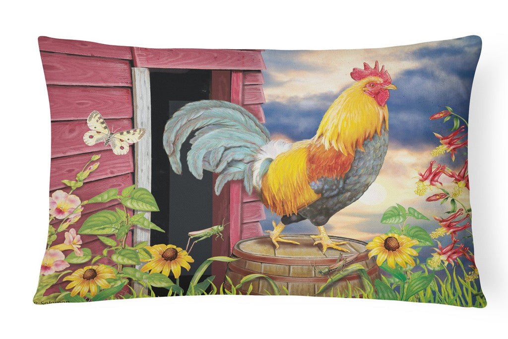 Rooster Barnyard Morning Decorative Throw Pillow 12x16 Indoor Outdoor Accent Cushion, Fabric Cover with Insert for Sofa, Bed, Porch & Living Room