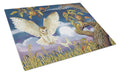 Barn Owl In The Apple Orchard Cutting Board Tempered Glass Kitchen Cutting Surface, Heat Resistant Chopping, Non-Slip Feet, Food Prep & Serving