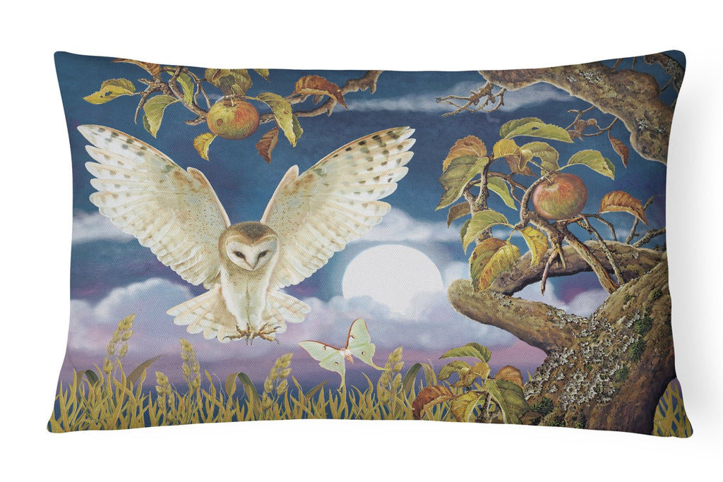 Barn Owl In The Apple Orchard Decorative Throw Pillow 12x16 Indoor Outdoor Accent Cushion, Fabric Cover with Insert for Sofa, Bed, Porch & Living Room