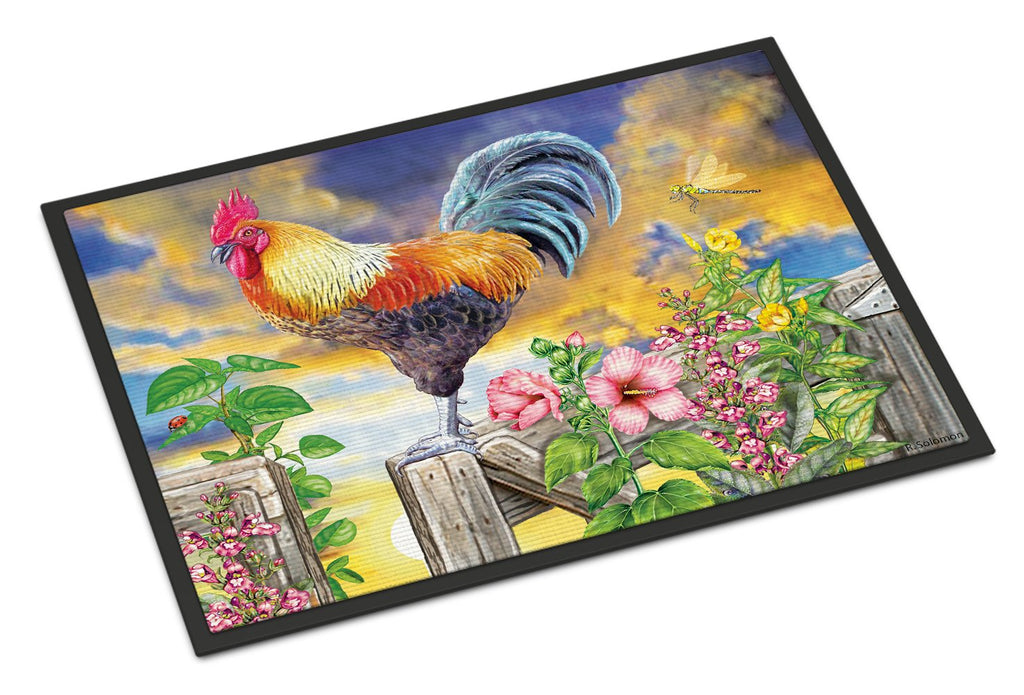 Rooster Barnyard Morning Doormat Indoor Outdoor 24H X 36W Front Door Mat Rugs for Entryway, Non Slip Washable Low Pile,