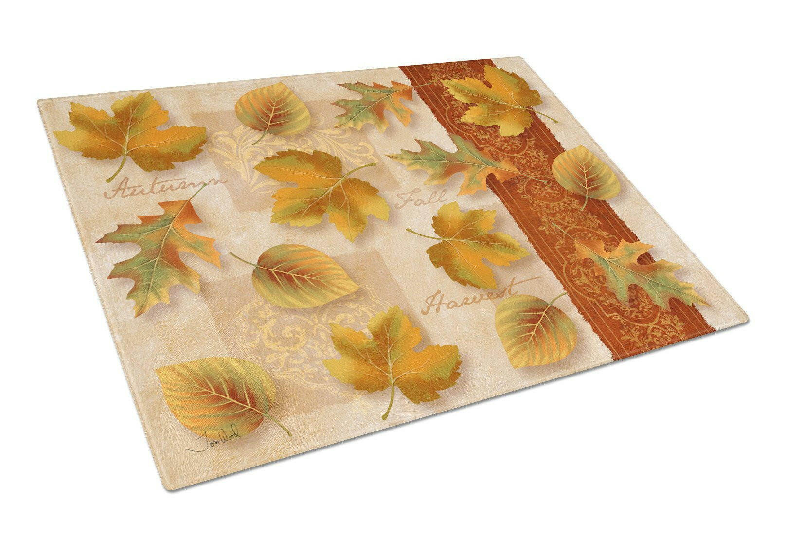 Fall Autumn Leaves Cutting Board Tempered Glass Kitchen Cutting Surface, Heat Resistant Chopping, Non-Slip Feet, Food Prep & Serving