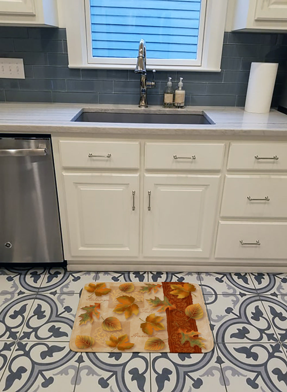 Fall Autumn Leaves Memory Foam Kitchen Mat Machine Washable Anti-Fatigue Cushion Comfort Bath or Kitchen Rug