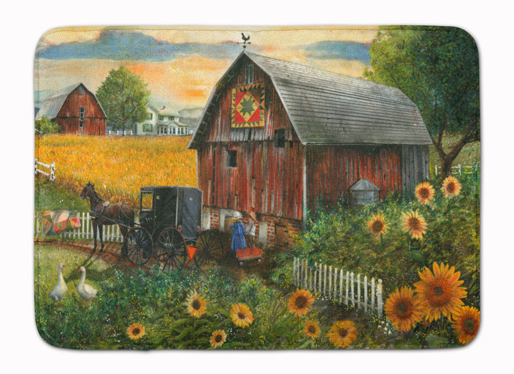 Sunflower Country Paradise Barn Memory Foam Kitchen Mat Machine Washable Anti-Fatigue Cushion Comfort Bath or Kitchen Rug