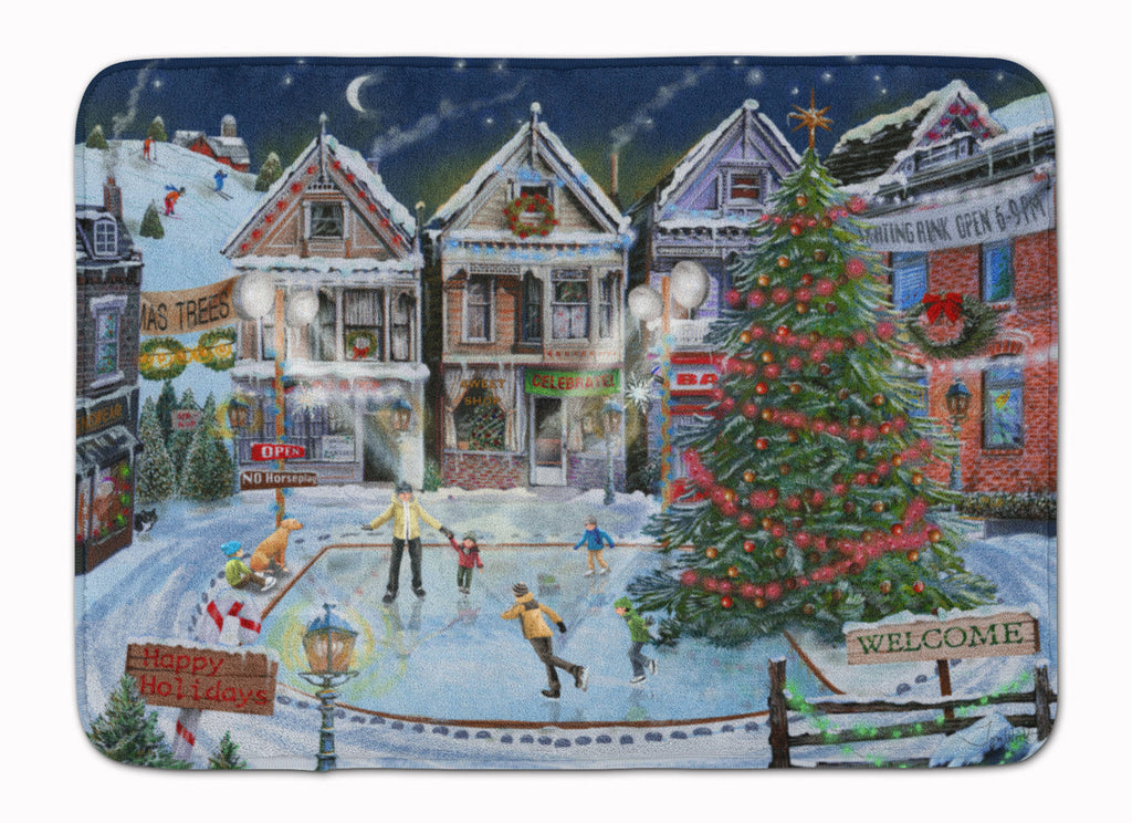 Christmas Family Skate Night Memory Foam Kitchen Mat Machine Washable Anti-Fatigue Cushion Comfort Bath or Kitchen Rug