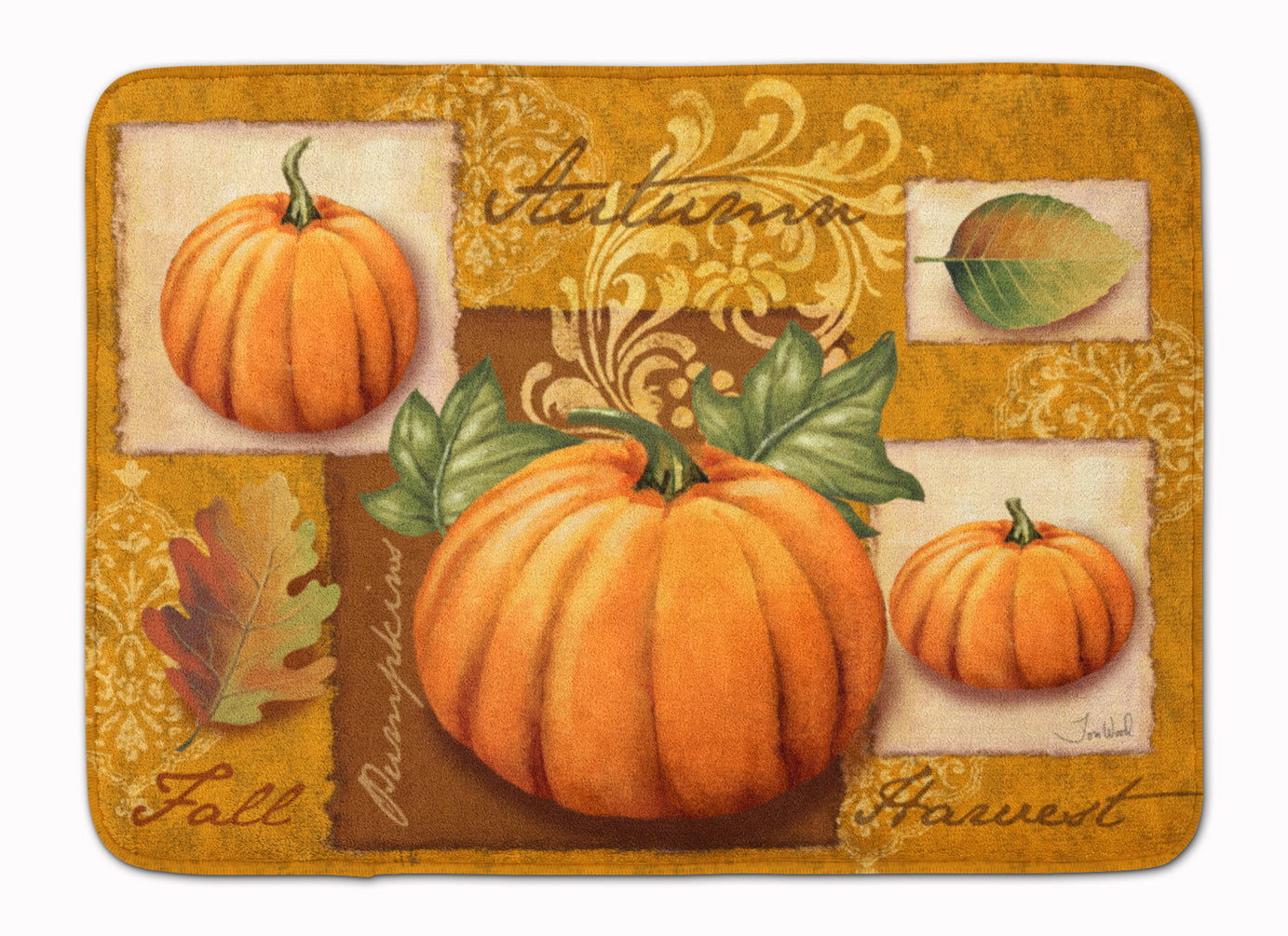 Fall Harvest Pumpkins Memory Foam Kitchen Mat Machine Washable Anti-Fatigue Cushion Comfort Bath or Kitchen Rug