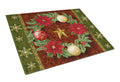 Holly Wreath with Christmas Ornaments Cutting Board Tempered Glass Kitchen Cutting Surface, Heat Resistant Chopping, Non-Slip Feet, Food Prep & Serving