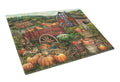 Pumpkin Patch and Fall Farm Cutting Board Tempered Glass Kitchen Cutting Surface, Heat Resistant Chopping, Non-Slip Feet, Food Prep & Serving