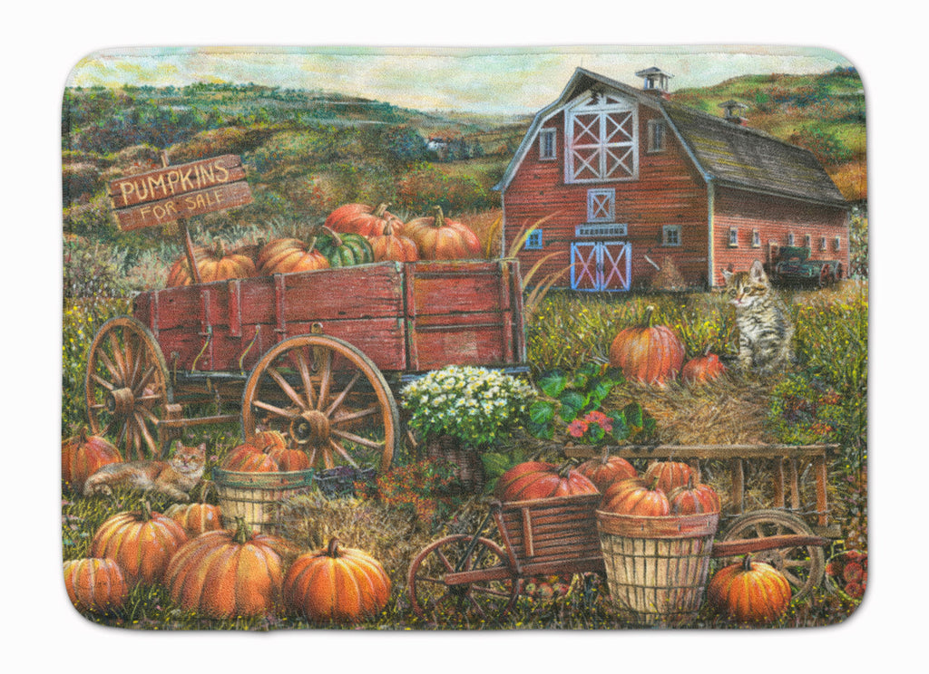 Pumpkin Patch and Fall Farm Memory Foam Kitchen Mat Machine Washable Anti-Fatigue Cushion Comfort Bath or Kitchen Rug
