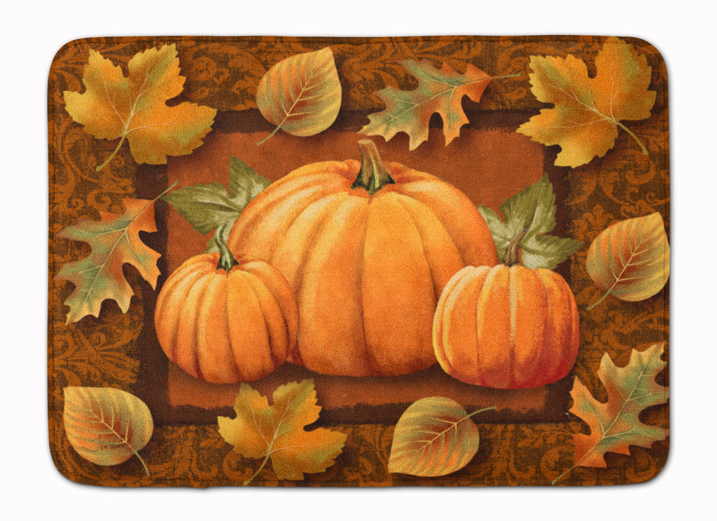 Pumpkins and Fall Leaves Memory Foam Kitchen Mat Machine Washable Anti-Fatigue Cushion Comfort Bath or Kitchen Rug