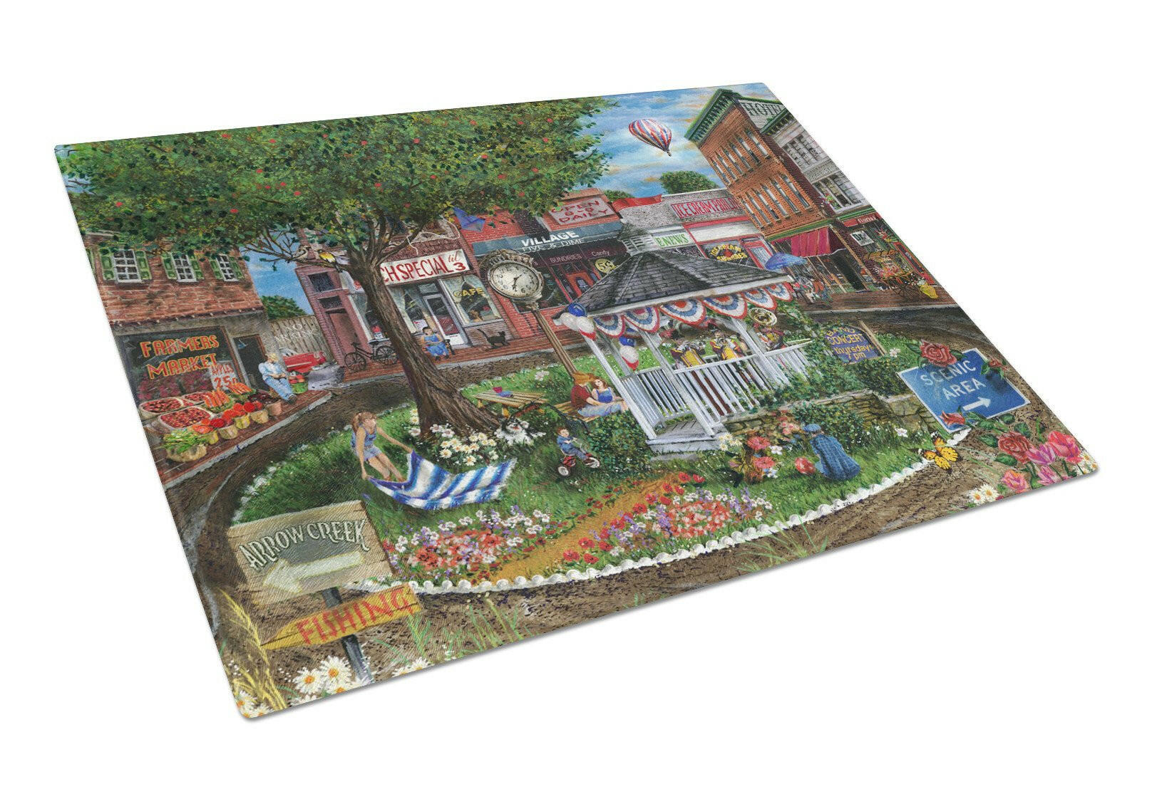 Summer Concert Series 4th of July Cutting Board Tempered Glass Kitchen Cutting Surface, Heat Resistant Chopping, Non-Slip Feet, Food Prep & Serving
