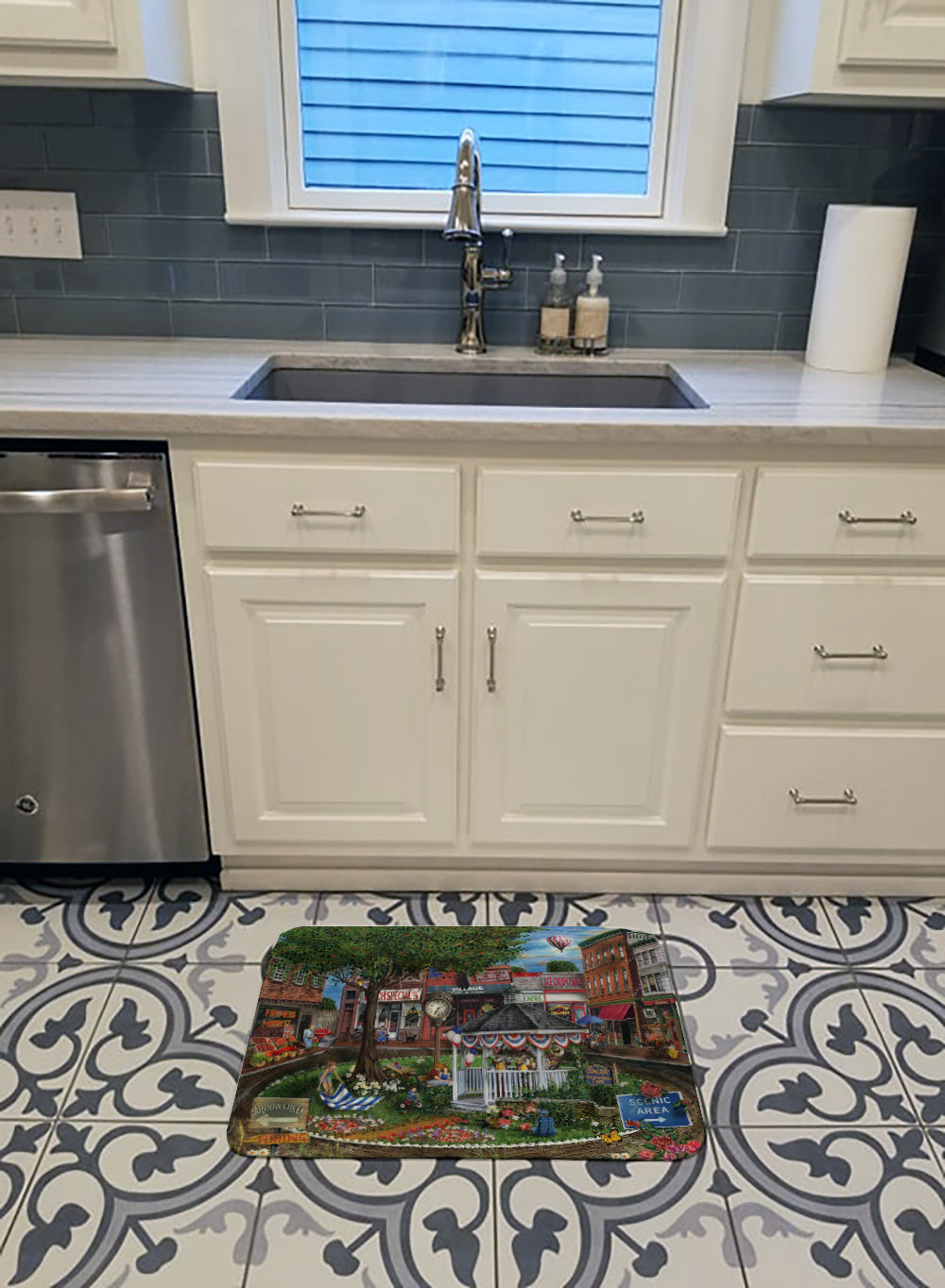 Summer Concert Series 4th of July Memory Foam Kitchen Mat Machine Washable Anti-Fatigue Cushion Comfort Bath or Kitchen Rug
