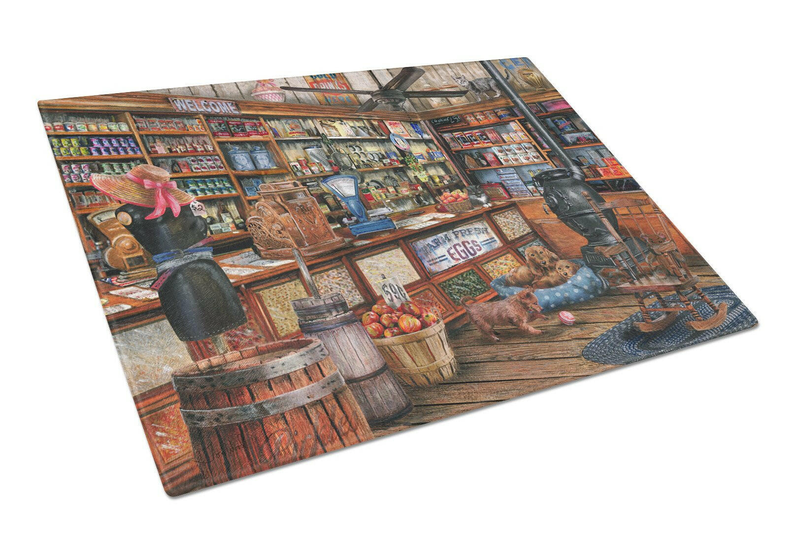 The Good Old Days Cutting Board Tempered Glass Kitchen Cutting Surface, Heat Resistant Chopping, Non-Slip Feet, Food Prep & Serving