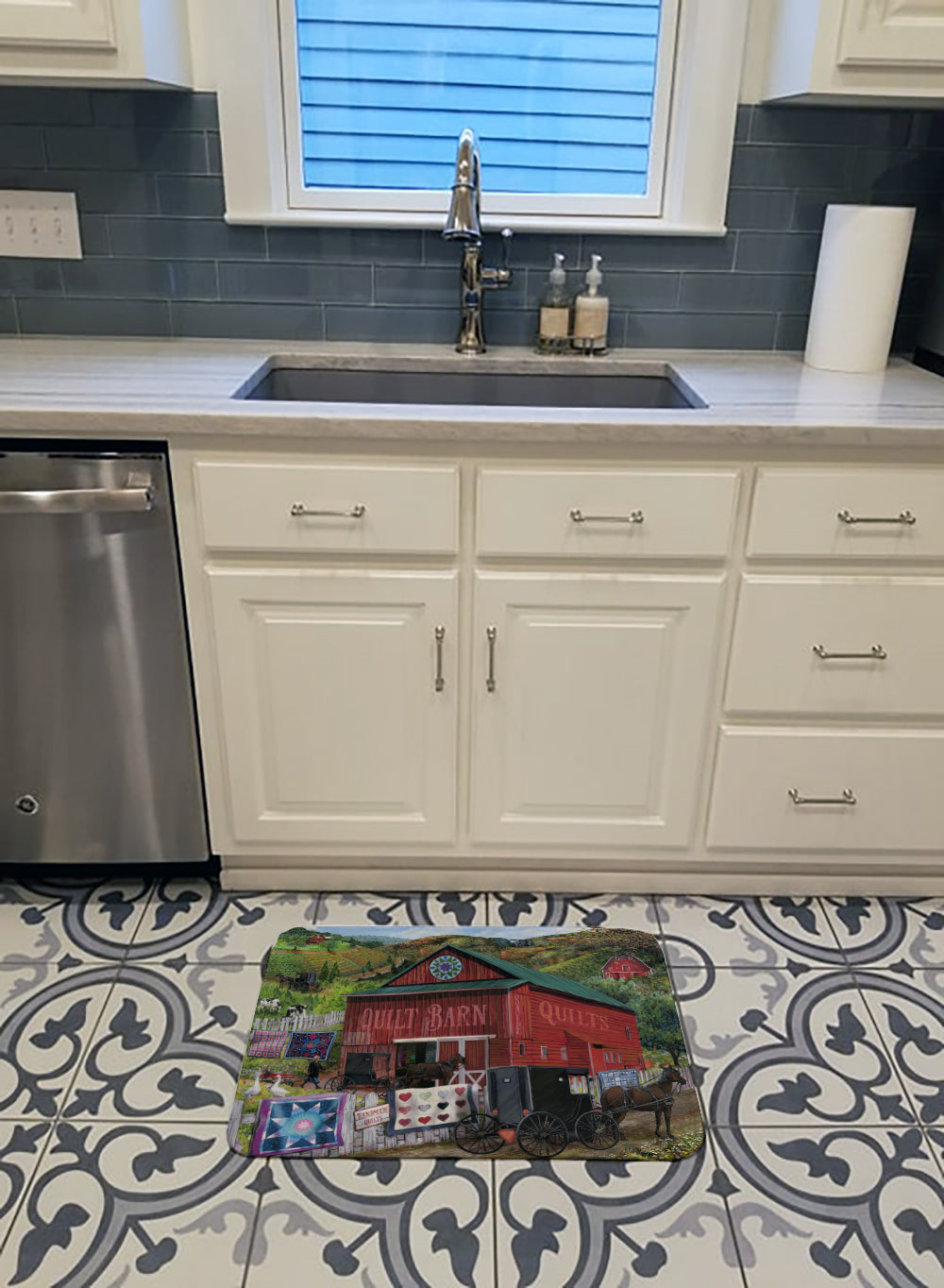 The Quilt Barn Memory Foam Kitchen Mat Machine Washable Anti-Fatigue Cushion Comfort Bath or Kitchen Rug