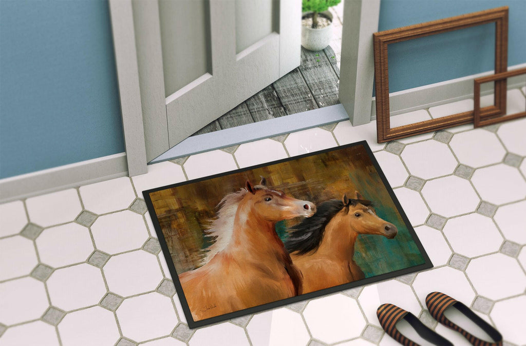 Horse Duo Doormat Indoor Outdoor 24H X 36W Front Door Mat Rugs for Entryway, Non Slip Washable Low Pile,