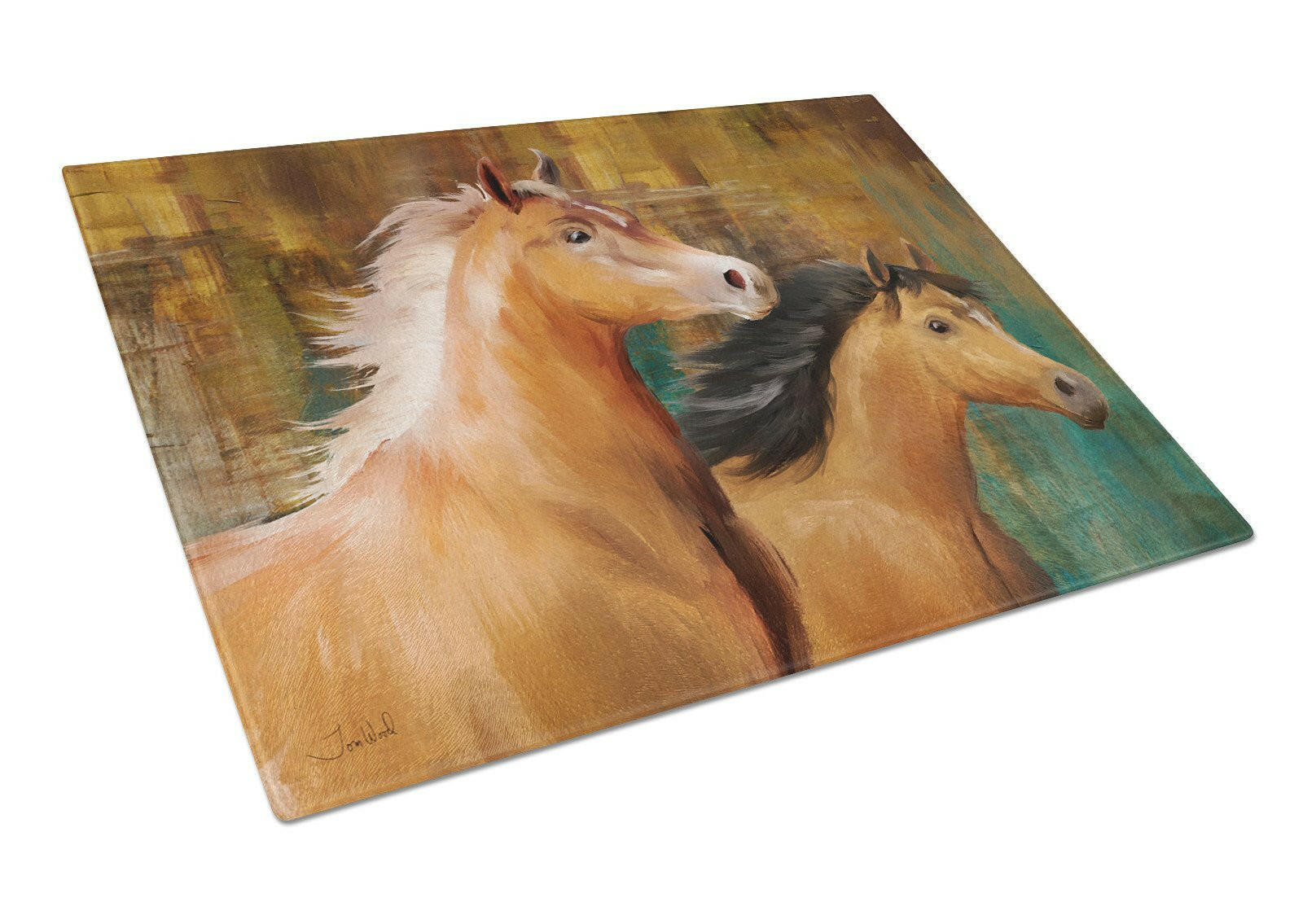 Horse Duo Cutting Board Tempered Glass Kitchen Cutting Surface, Heat Resistant Chopping, Non-Slip Feet, Food Prep & Serving