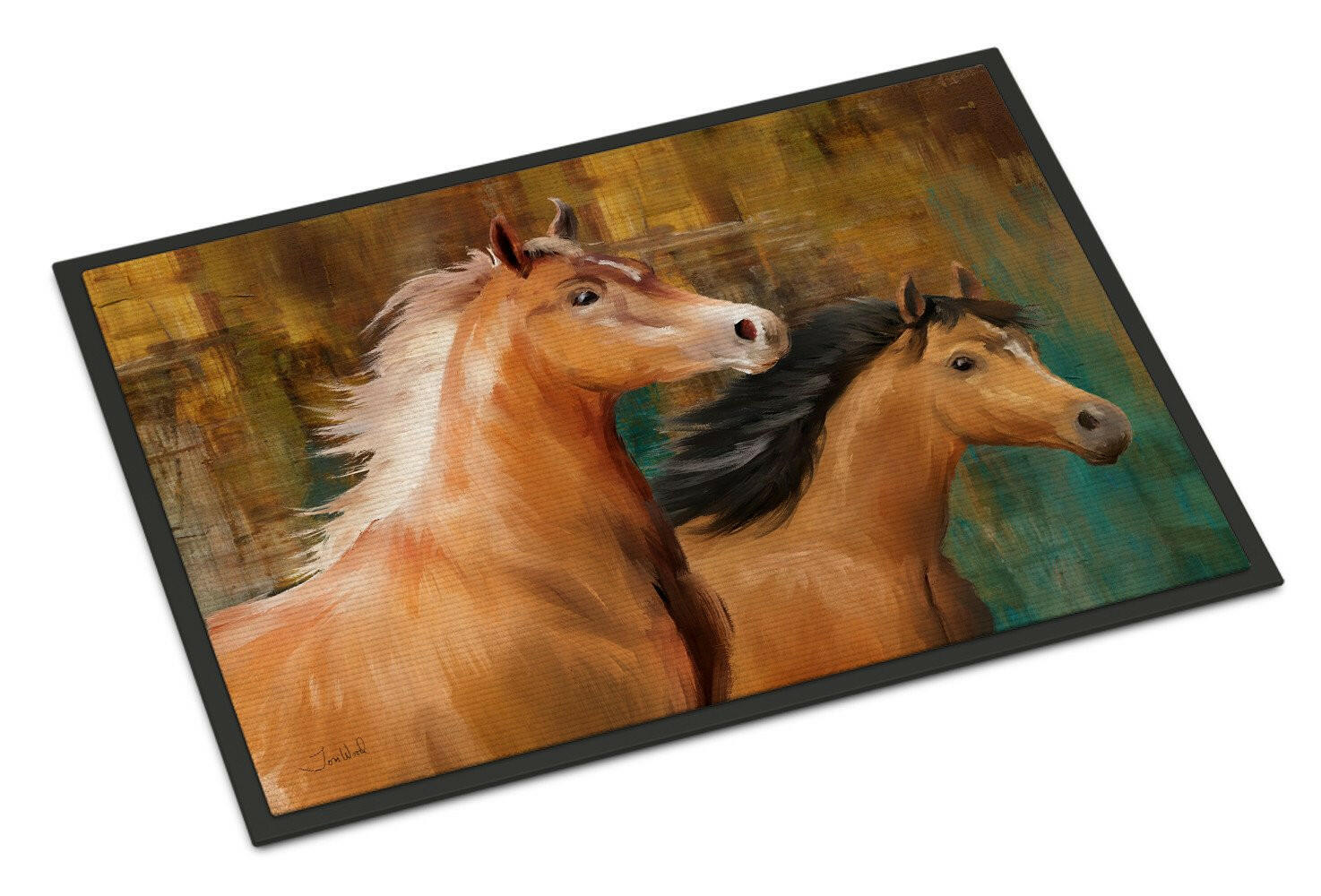 Horse Duo Doormat Indoor Outdoor 18H X 27W Front Door Mat Rugs for Entryway, Non Slip Washable