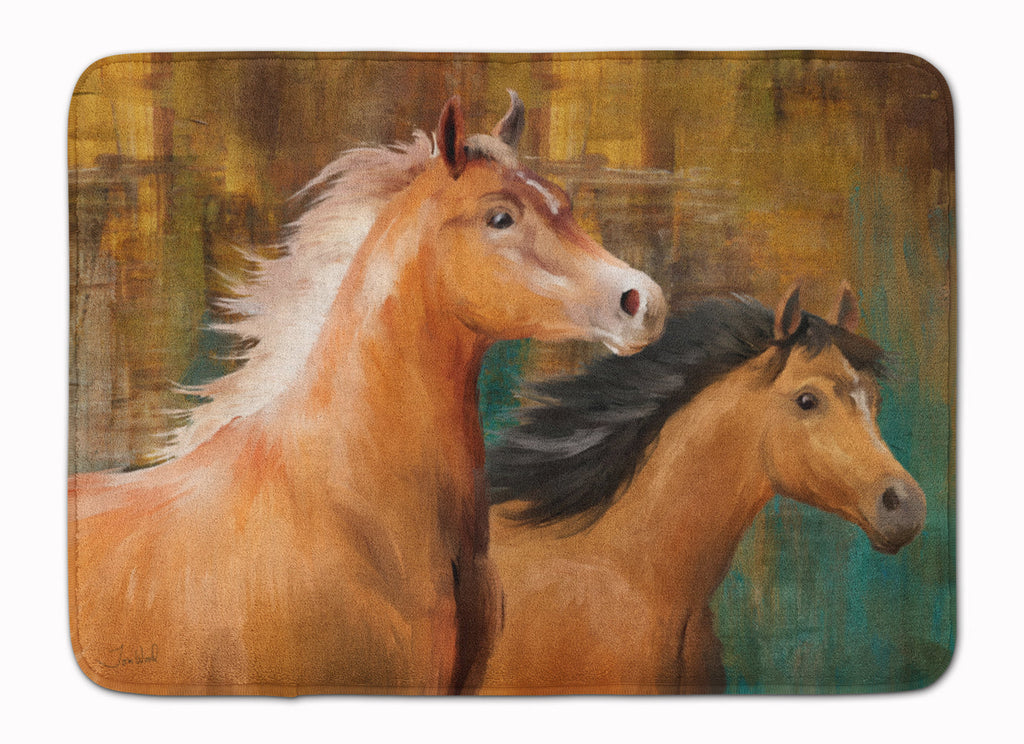 Horse Duo Memory Foam Kitchen Mat Machine Washable Anti-Fatigue Cushion Comfort Bath or Kitchen Rug