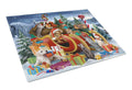 Animals Opening Christmas Presents Cutting Board Tempered Glass Kitchen Cutting Surface, Heat Resistant Chopping, Non-Slip Feet, Food Prep & Serving