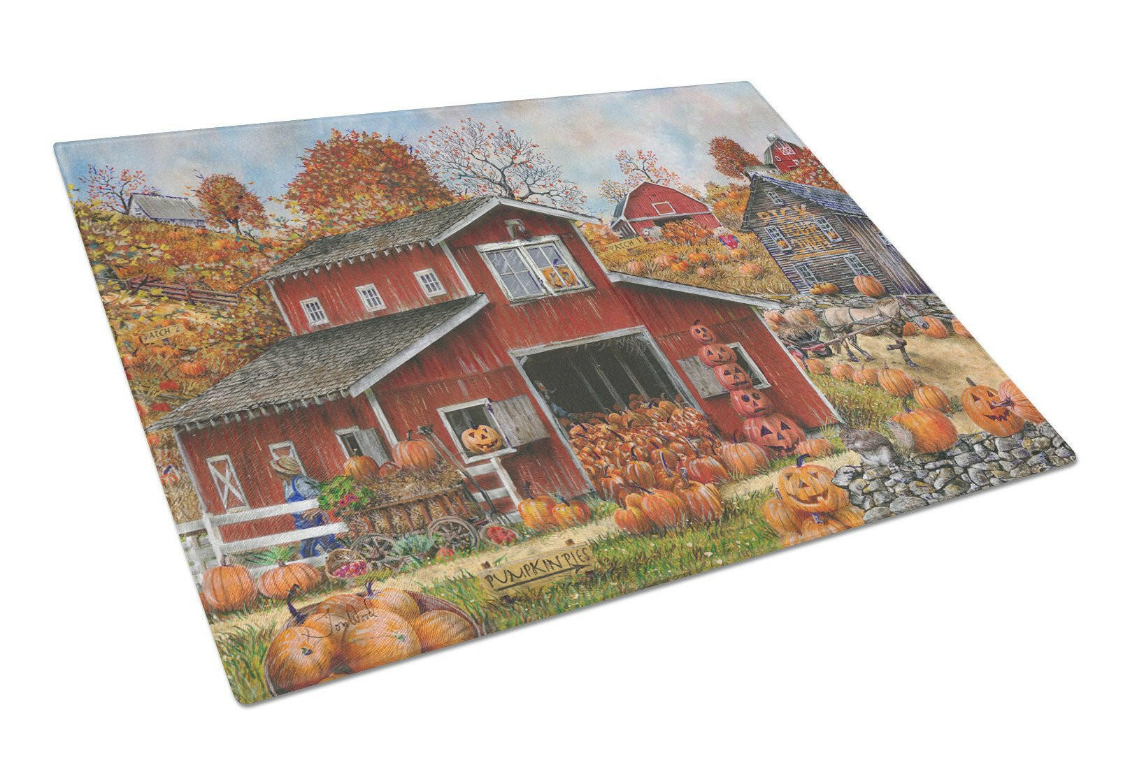 Pick your Own Pumpkins Fall Cutting Board Tempered Glass Kitchen Cutting Surface, Heat Resistant Chopping, Non-Slip Feet, Food Prep & Serving