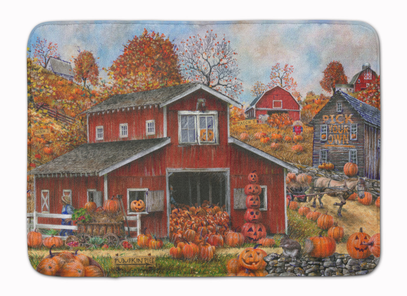 Pick your Own Pumpkins Fall Memory Foam Kitchen Mat Machine Washable Anti-Fatigue Cushion Comfort Bath or Kitchen Rug