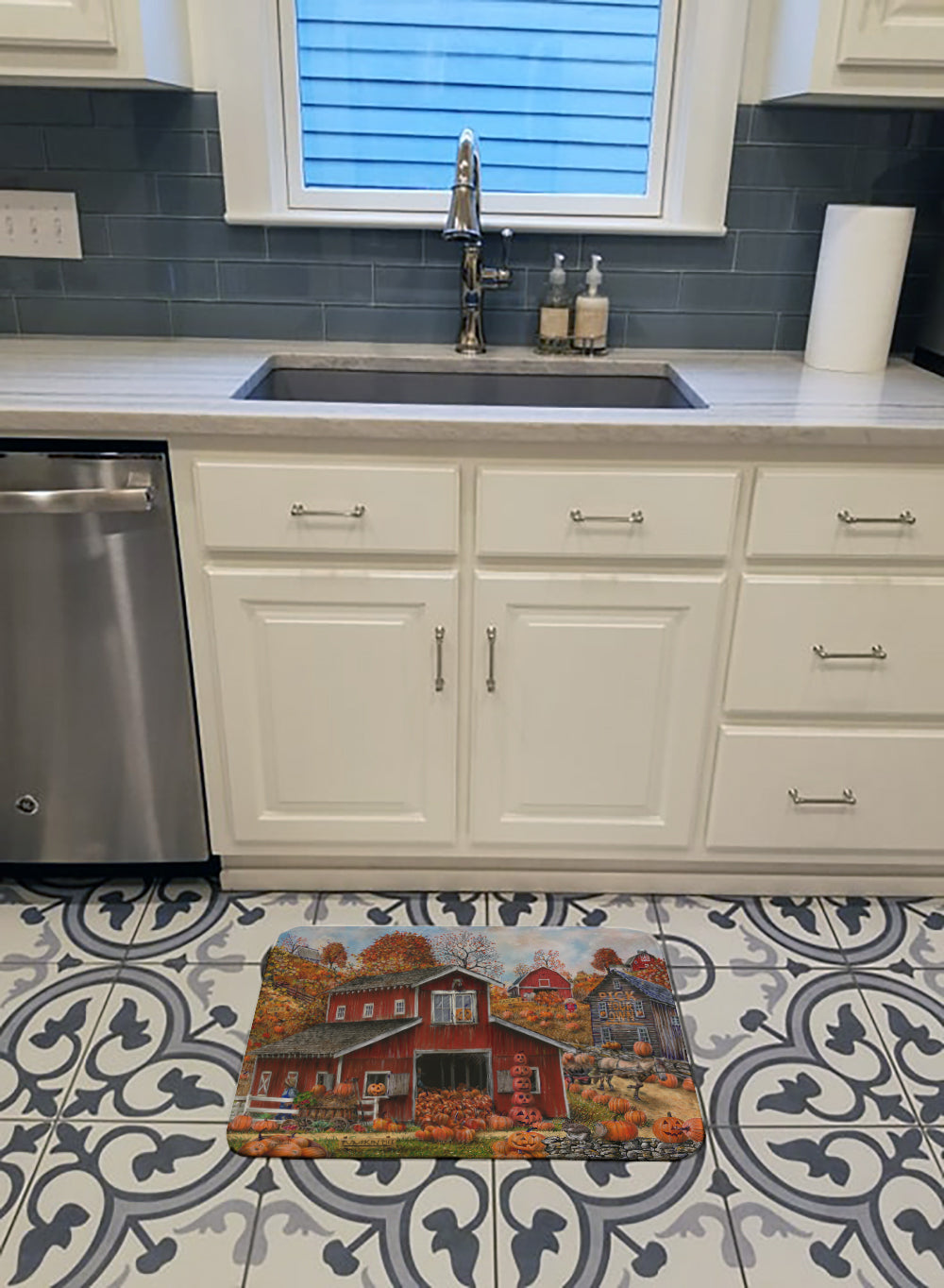 Pick your Own Pumpkins Fall Memory Foam Kitchen Mat Machine Washable Anti-Fatigue Cushion Comfort Bath or Kitchen Rug