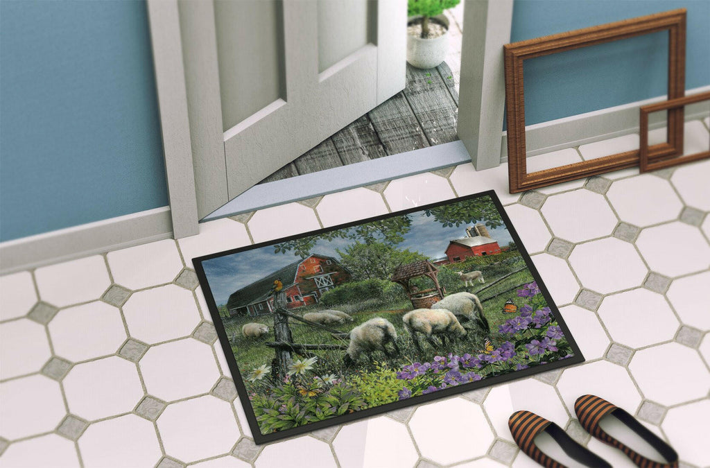 Pleasant Valley Sheep Farm Doormat Indoor Outdoor 24H X 36W Front Door Mat Rugs for Entryway, Non Slip Washable Low Pile,