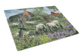 Pleasant Valley Sheep Farm Cutting Board Tempered Glass Kitchen Cutting Surface, Heat Resistant Chopping, Non-Slip Feet, Food Prep & Serving